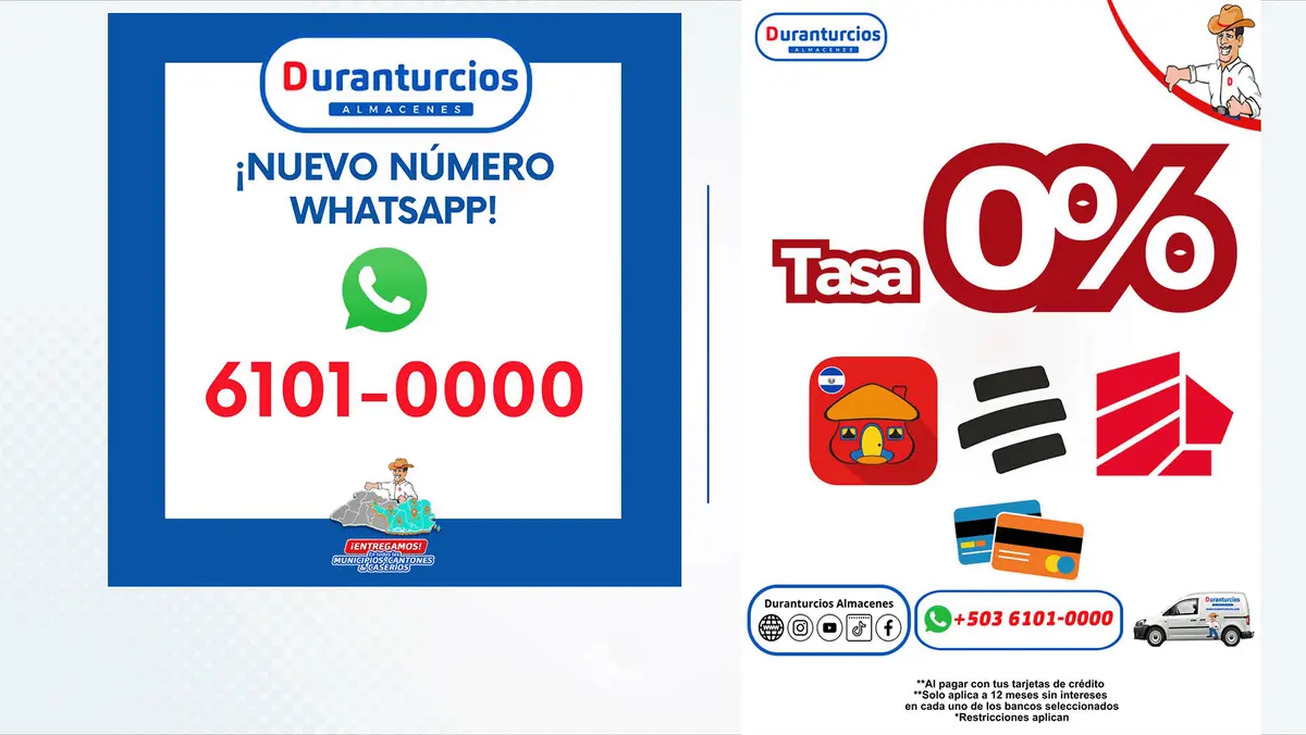 ¡Nuevo número de WhatsApp! 6101-0000. Tasa 0% con tarjetas participantes
